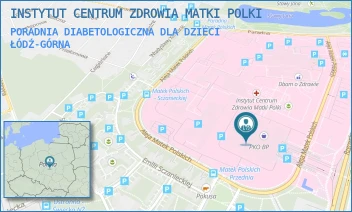 PORADNIA DIABETOLOGICZNA DLA DZIECI - INSTYTUT CENTRUM ZDROWIA MATKI POLKI - UL. RZGOWSKA 281/289,  ŁÓDŹ-GÓRNA