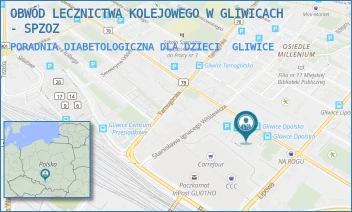 PORADNIA DIABETOLOGICZNA DLA DZIECI - OBWÓD LECZNICTWA KOLEJOWEGO W GLIWICACH - SPZOZ - UL. OPOLSKA 18,  GLIWICE